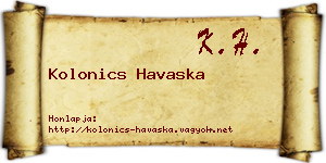 Kolonics Havaska névjegykártya